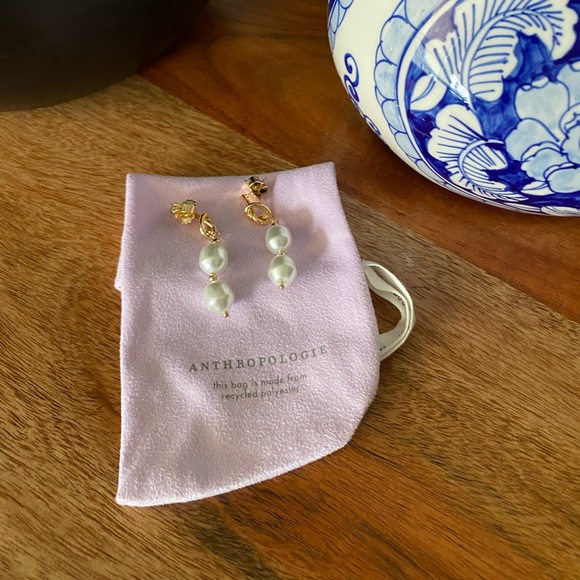 NWOT Anthropologie Nautical Knotted Pearl Drop Earrings - Picture 4 of 5